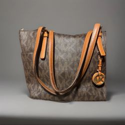 Michael Kors Jet Set Travel Chain Shoulder Tote Bag, Large  Brown Acorn 