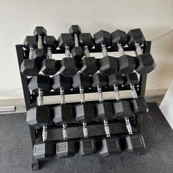 Rubber Hex Dumbbells 5-50Ibs