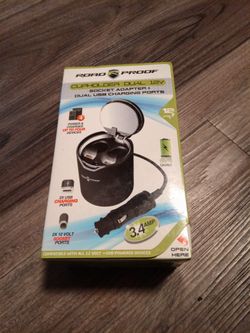 Cup Holder Dual Socket Adapter+Dual USB Charger Ports