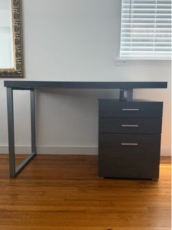 Desk w Filing Drawer -Grey & Silver