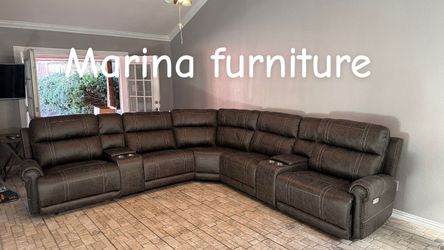 Large Brown Sectional Recliner Sofa