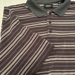 mens 2xl ashworth striped polo shirt in burgundy