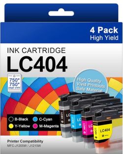 LC404 Compatible Ink Cartridges Replacement for LC404 Ink Cartridges for Brother Printer LC404 LC-404 LC404BK to use with MFC-J1205W MFC-J1215W (4-Pac