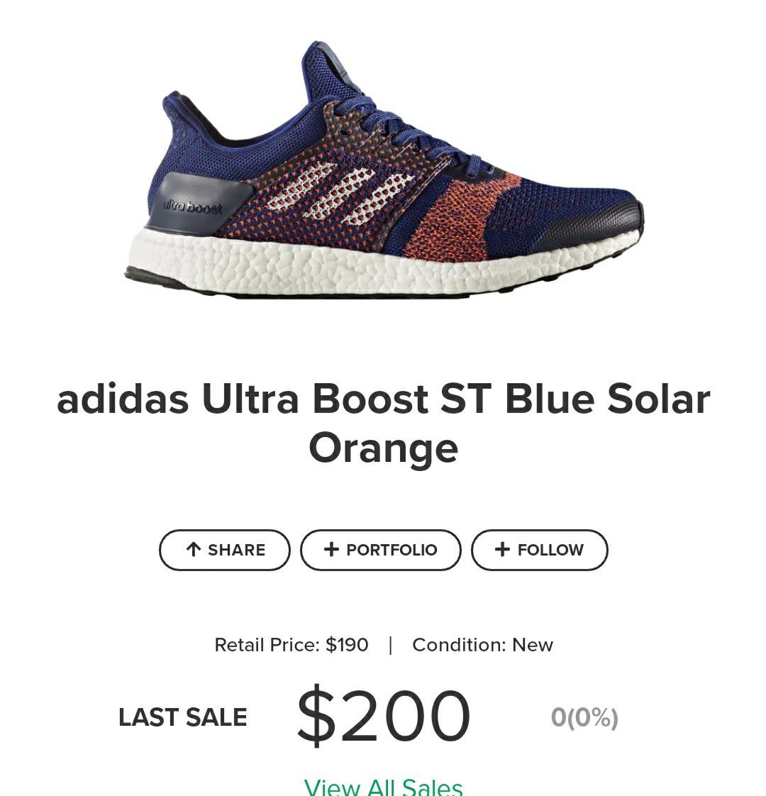 adidas Ultra Boost ST Blue Solar Orange Womens size 9