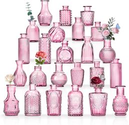 24 Glass Mini Bud Vases As Wedding Centerpieces
