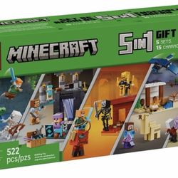 LEGO Minecraft Gift Set - 5 epic sets with 15 characters in 1 Box: Steve’s Desert Expedition, The Armory, The Nether Lava Battle, The Illager Desert P