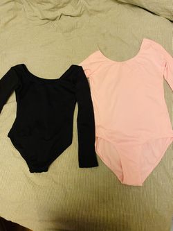 Pink and black kids leotards