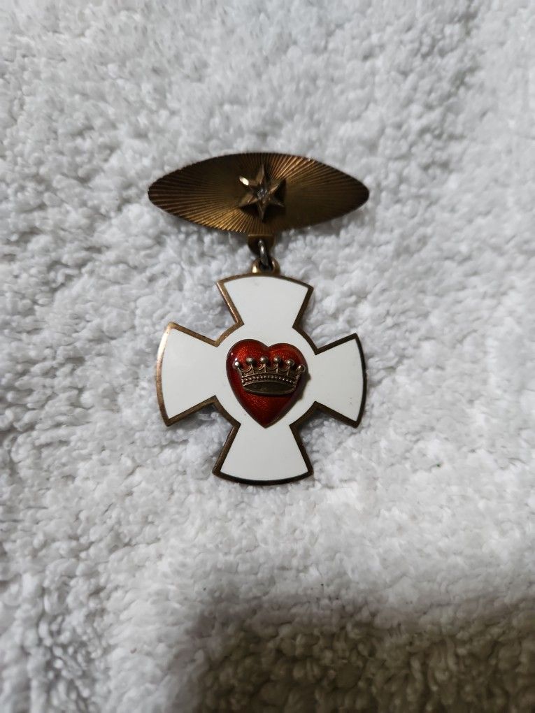 Rebekah Lodge Chivalry Gilt Diamond Badge Pin