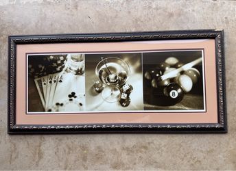 Classic Billiards, Poker cards Wall Art – Arte Billar, martini, cards, dice, game room, chips, home bar