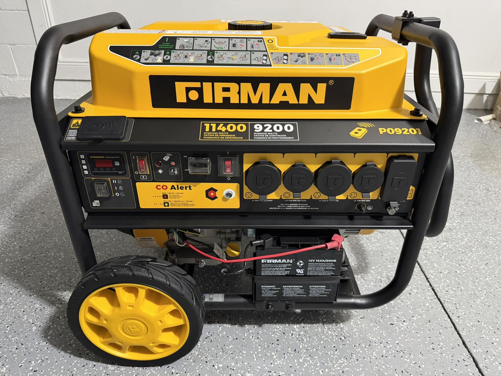 Firman P09201 Portable Generator – 11,400 Starting Watts / 9,200 Running – LIKE NEW