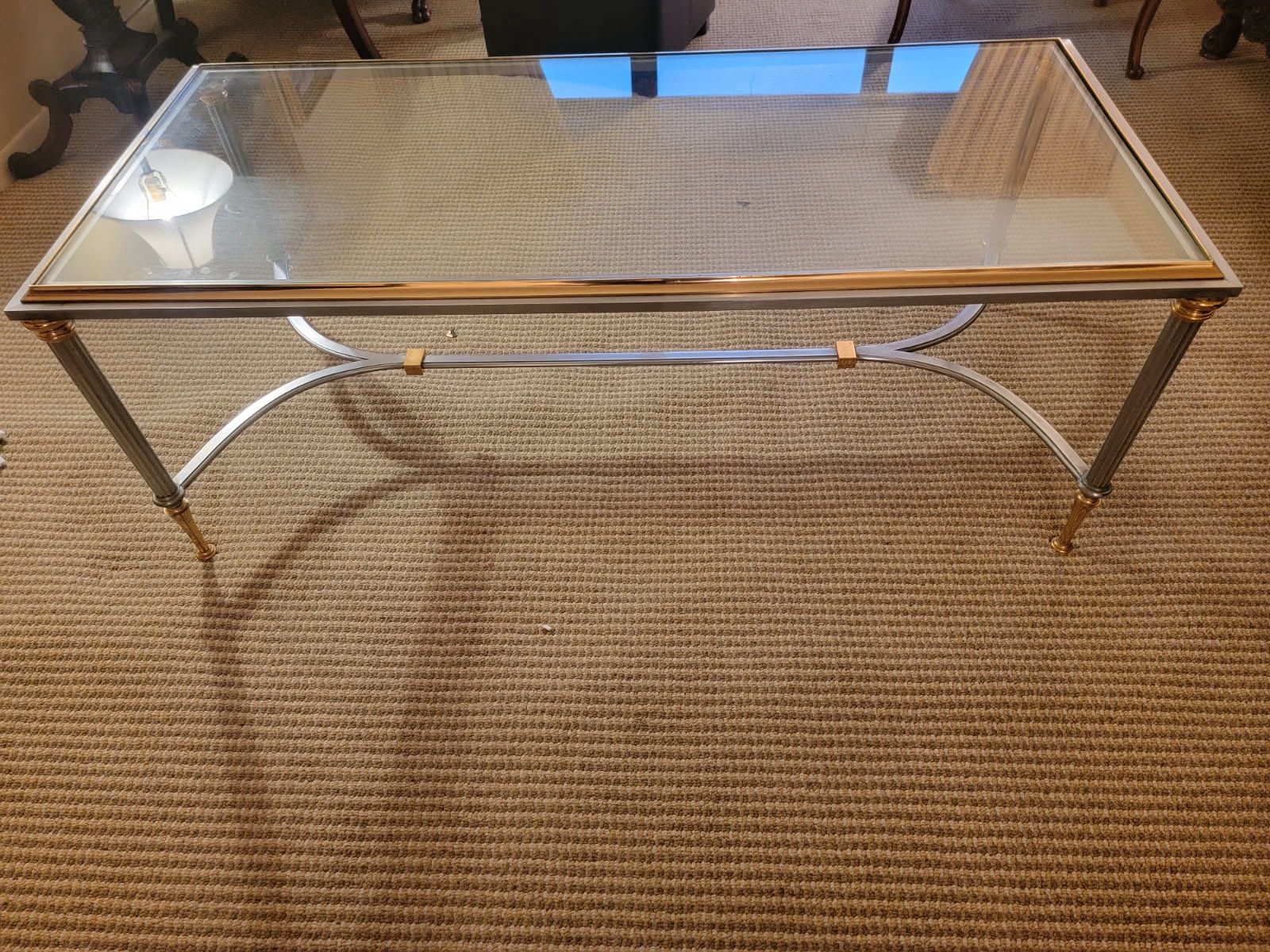 Metal and glass coffee table