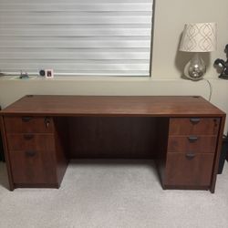 FREE - Solid Wood Desk With Cabinets