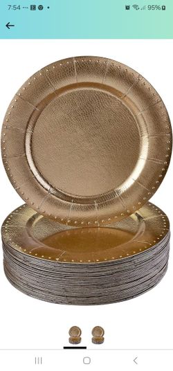28 Gold Disposable Charger Plates