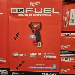 Milwaukee
M18 FUEL ONE-KEY 18V Lithium-Ion Brushless Cordless 1/4 in. Hex Impact Driver (Tool-Only)