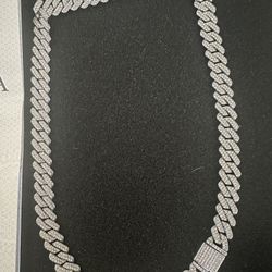 Cuban Chain Moissanite 15mm With GRA Certification 