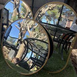 Set of 3 gold shaped mirrors