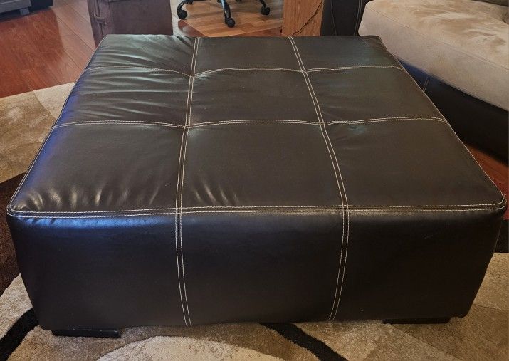 Ottoman- Brown Faux Leather