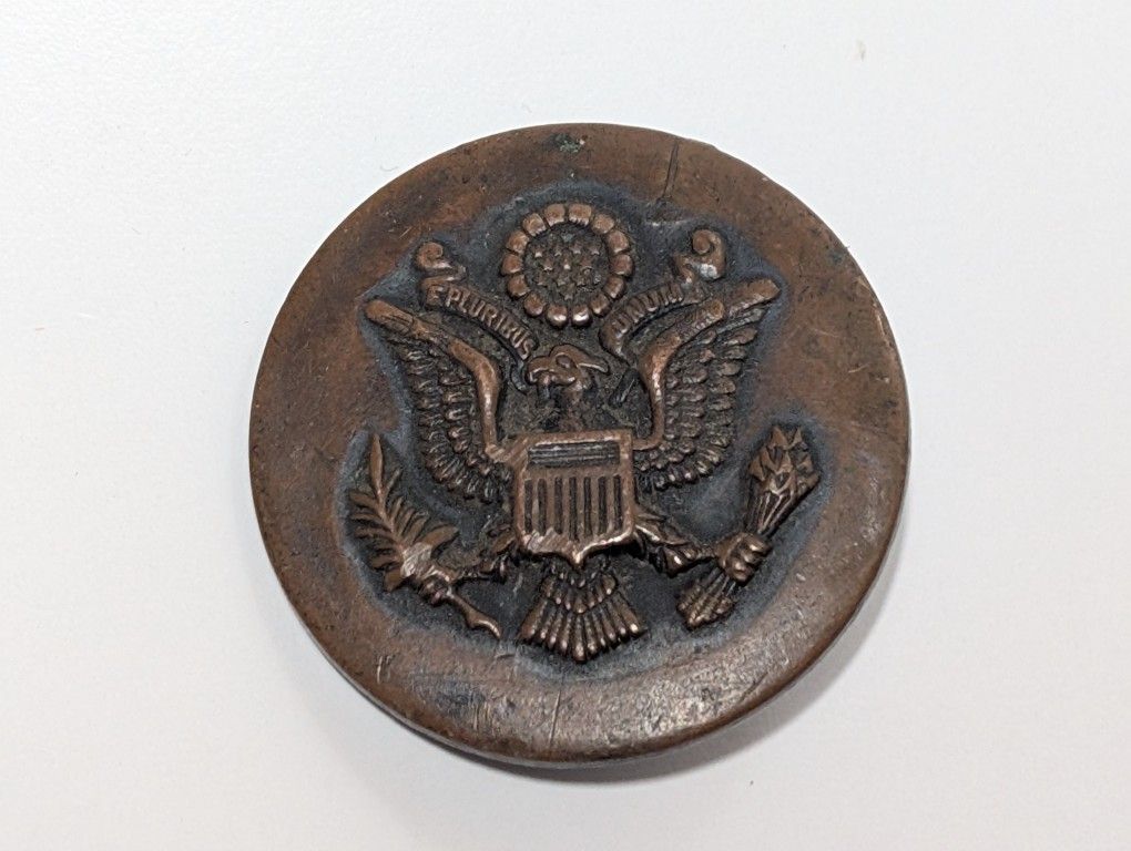 WWI U.S. Cavalry Brass Bridle Rosette – Great Seal E Pluribus Unum Army Eagle