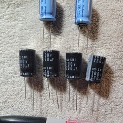 (6) 100v 220uf Electrolytic Capacitors, New