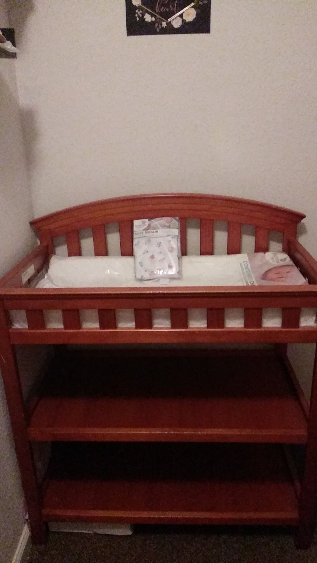 Baby changing table, with brand new changing matress and cover ..obo