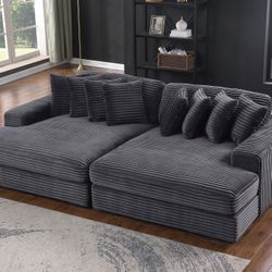 Brand New Extra Large Comfy Sleeper Sofa Bed Chaise With 8 Soft Pillows