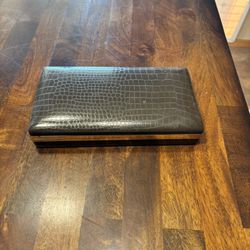 Vintage Black Crocodile Texture Travel Jewelry Case 
