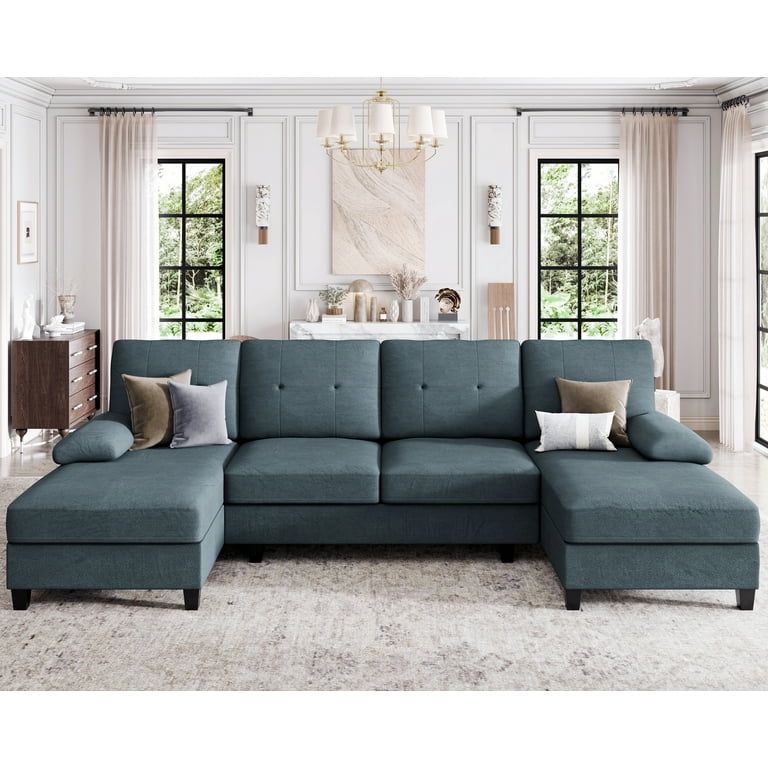 New High Quality 106.3" Modern U-Shaped Sectional Sofa with Chaise, Fabric Modular Couch, 4 Seat Oversized Sofa with Chaise for Living Room New in bo