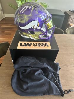 JJ McCarthy Minnesota Vikings Autographed Speed Authentic Helmet - Art by Art Cabal - Under Wraps Exclusive
