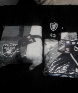 A Great Deal! 1 Raiders New Throw 1 New Raiders Beach Towel 1 New Raiders Snap Back Hat