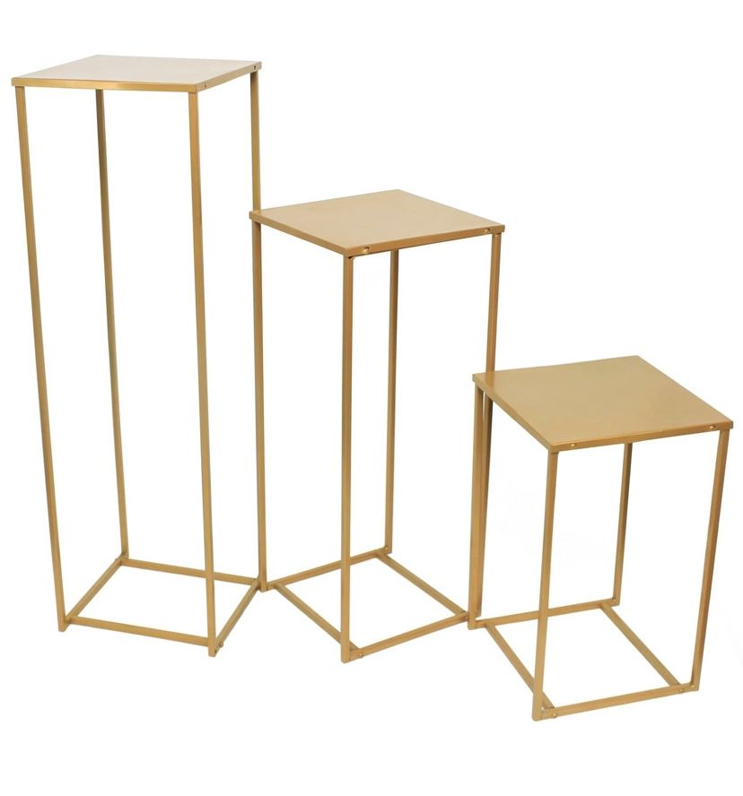 Set of 3 Metal Stand Golden