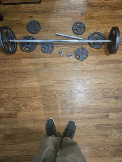 Workout Weights (Long Barbell With Weights And 1 Handle For Dumbell)