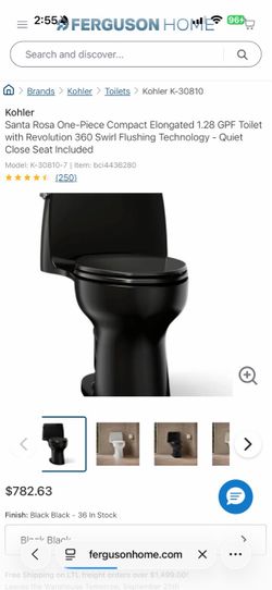 Santa Rosa One-Piece Compact Elongated 1.28 GPF Toilet with Revolution 360 Swirl Flushing Technology - Quiet Close Seat Included