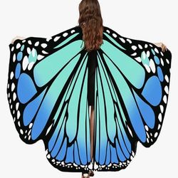 Butterfly AdultWings Halloween Fairy Shawl Coachella Dressyp  Costume With Lace Face mask 