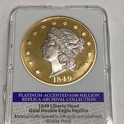 1849 Proof 24K & Platinum Layered Coin 