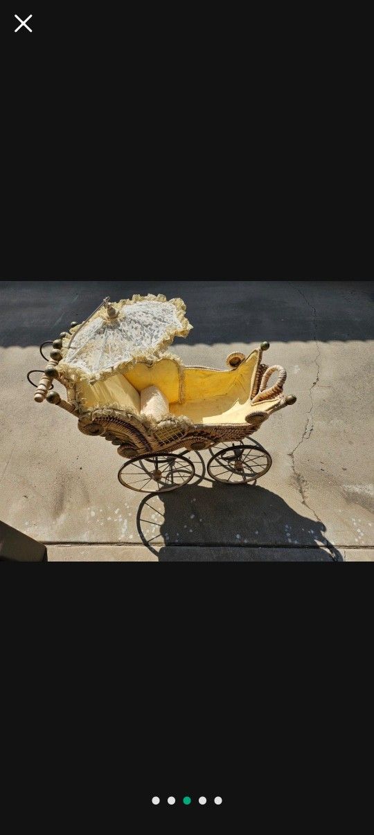 Antique Wicker Doll Carriage