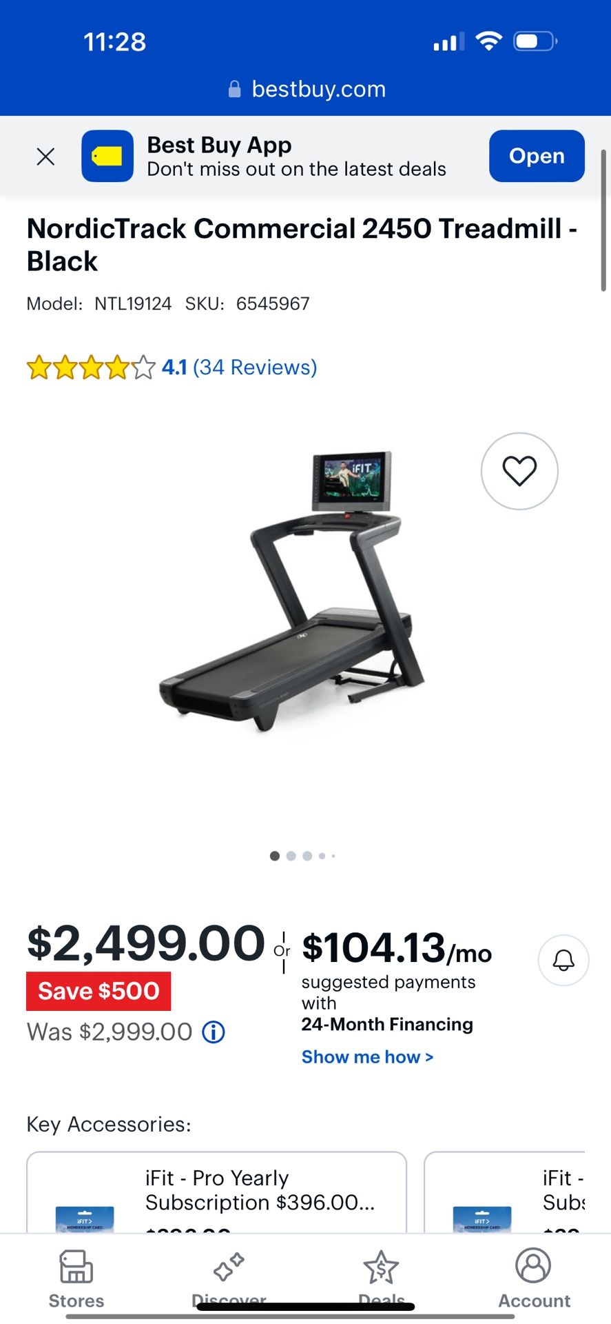 Brand New Assembled Nordictrack Commercial 2450 Treadmill