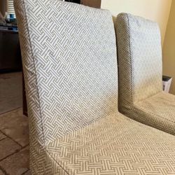 Set of 2 Upholstered Dining Chairs – High Back Accent Chairs – Solid Wood Legs – Clean or Reupholster