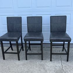 Set of 3 Bar Stools 25inch  Counter Height Barstool Pub Chair  Wood Legs