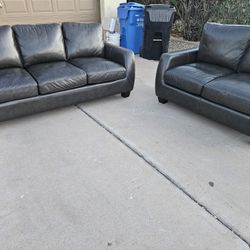 Faux Leather Sofa Set