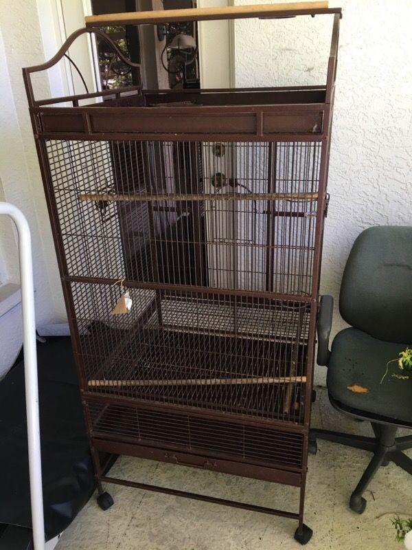 Large Bird cage on casters 30x30x64
