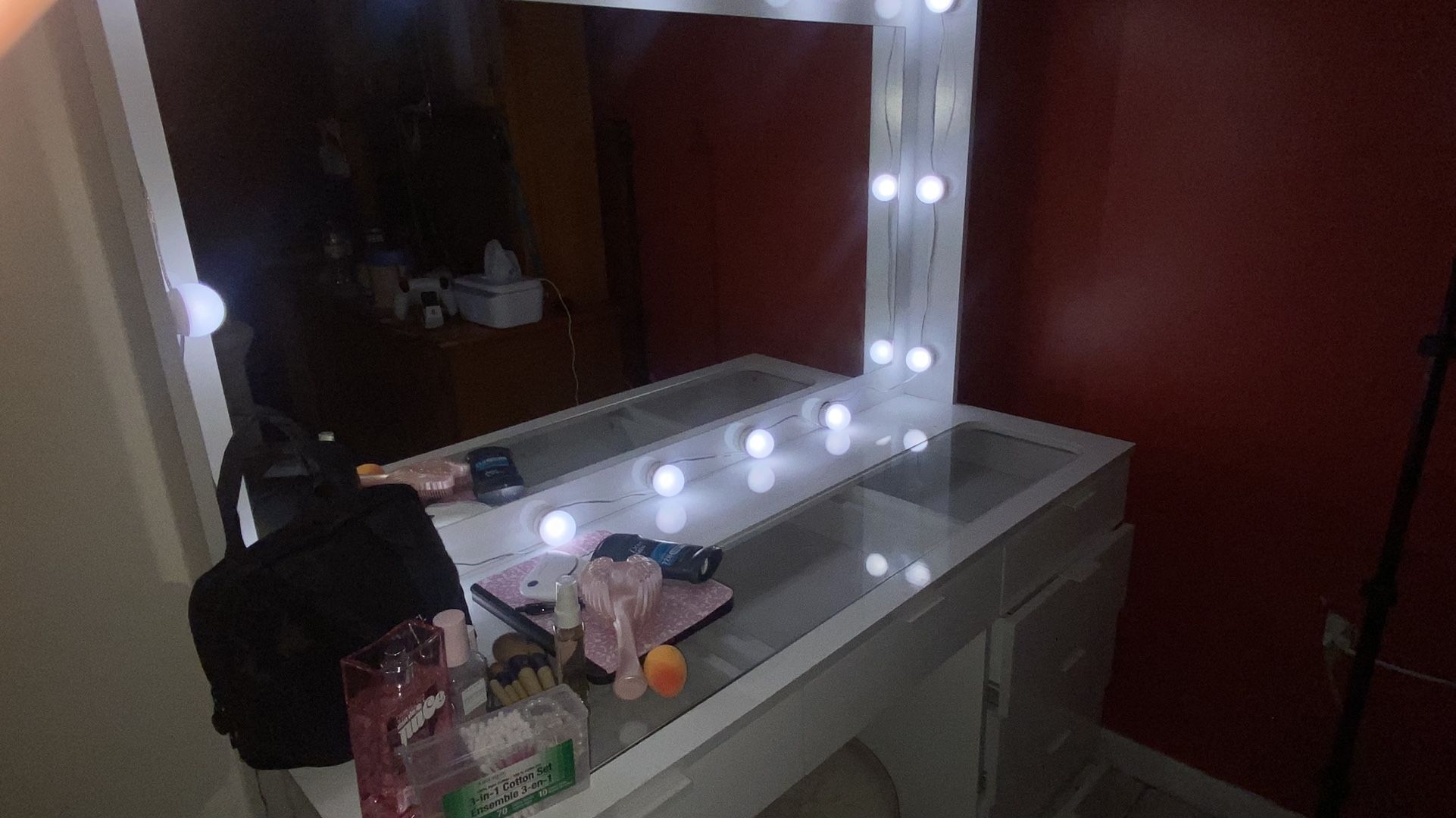 Glass Top Makeup Vanity