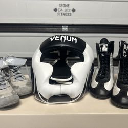 Kids Boxing Shoes And Head Gear