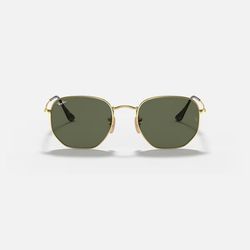 Ray-Ban Sunglasses Hexagonal Flat Gold Frame Green Classic Lens 51mm