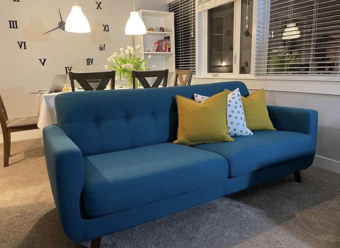 Teal Mid Century Modern Queen Sleeper Sofa
