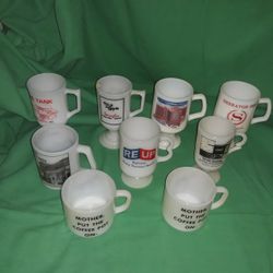Vintage Milk Glass Mugs