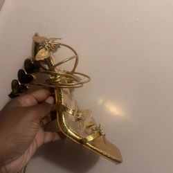 Gold Butterfly Heels 