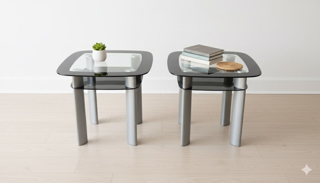 Modern Glass & Chrome End Tables (Set of 2)
