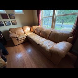 Genuine Bison Leather plush Sectional Sofa – Premium Quality, Excellent Condition