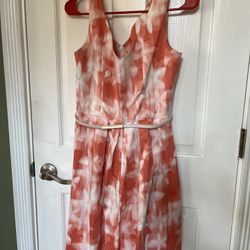 Calvin Klein poppy and white dress