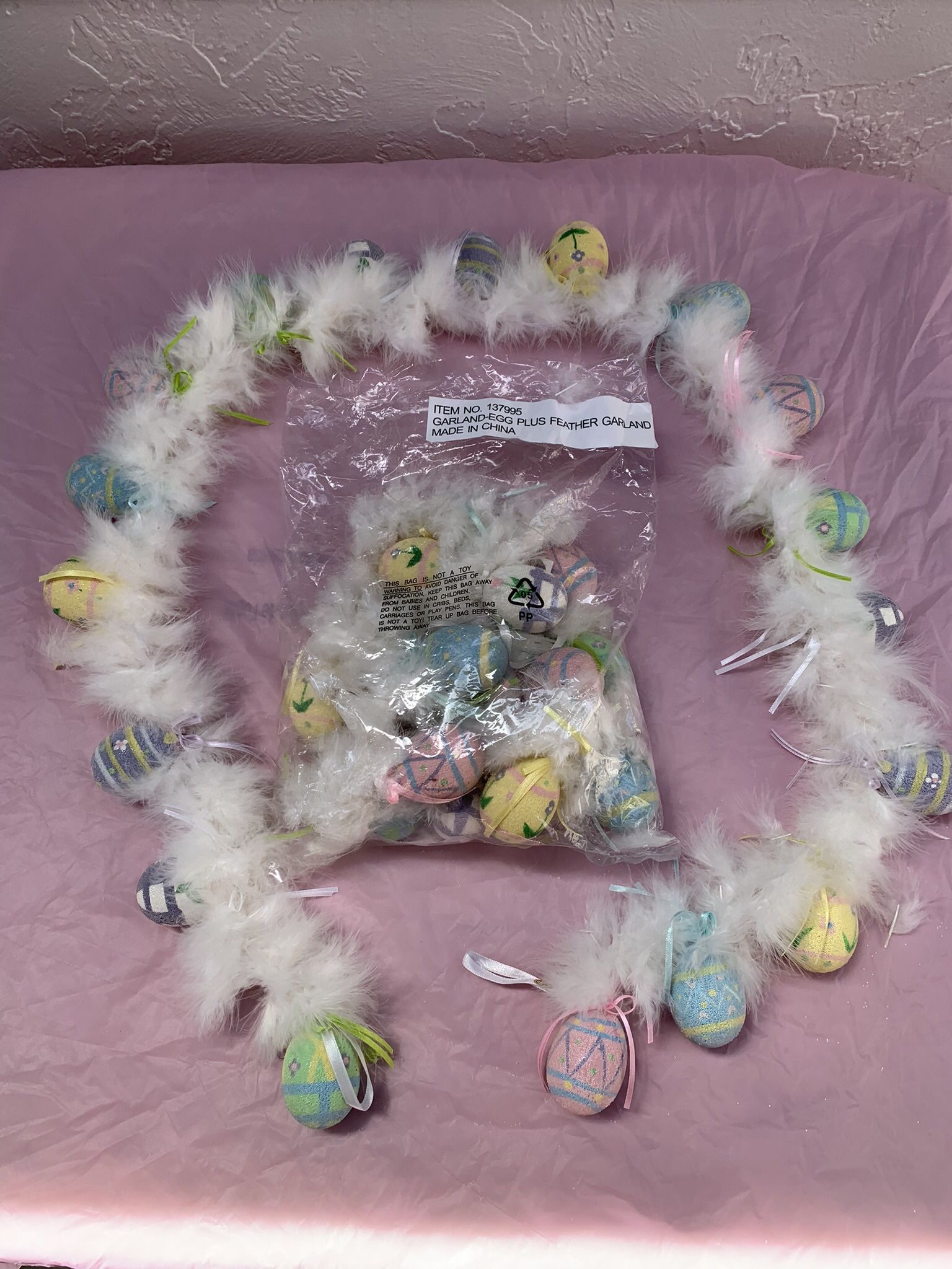 Feather Boa Easter Egg Garland with 18 eggs (2 available)